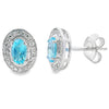 .62ct Blue Topaz Diamond Earrings 10KT White Gold