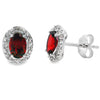 1.18ct Garnet Diamond Earrings 10KT White Gold