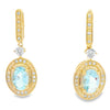 Aquamarine Diamond Dangle Earrings 10KT Yellow Gold