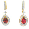 1.06ct Garnet Diamond Dangle Earrings 10KT Yellow Gold