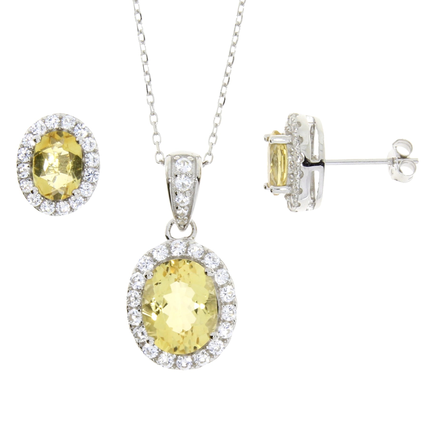 Citrine Created Sapphire Jewelry sets Sterling Silver