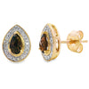 .50ct Quartz Diamond Stud Earrings 10KT Yellow Gold