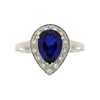 Created Sapphire Moissanite Ring Sterling Silver