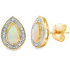 .26ct Opal Diamond Earrings 10KT Yellow Gold