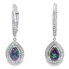 Mystic Fire Topaz Dangle Earrings 10KT White Gold