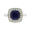 Created Sapphire Moissanite Ring Sterling Silver