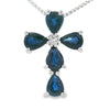.82ct Sapphire Cross Religious Pendant 10KT White Gold