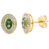 Mystic Fire Topaz Diamond Earrings 10KT Yellow Gold