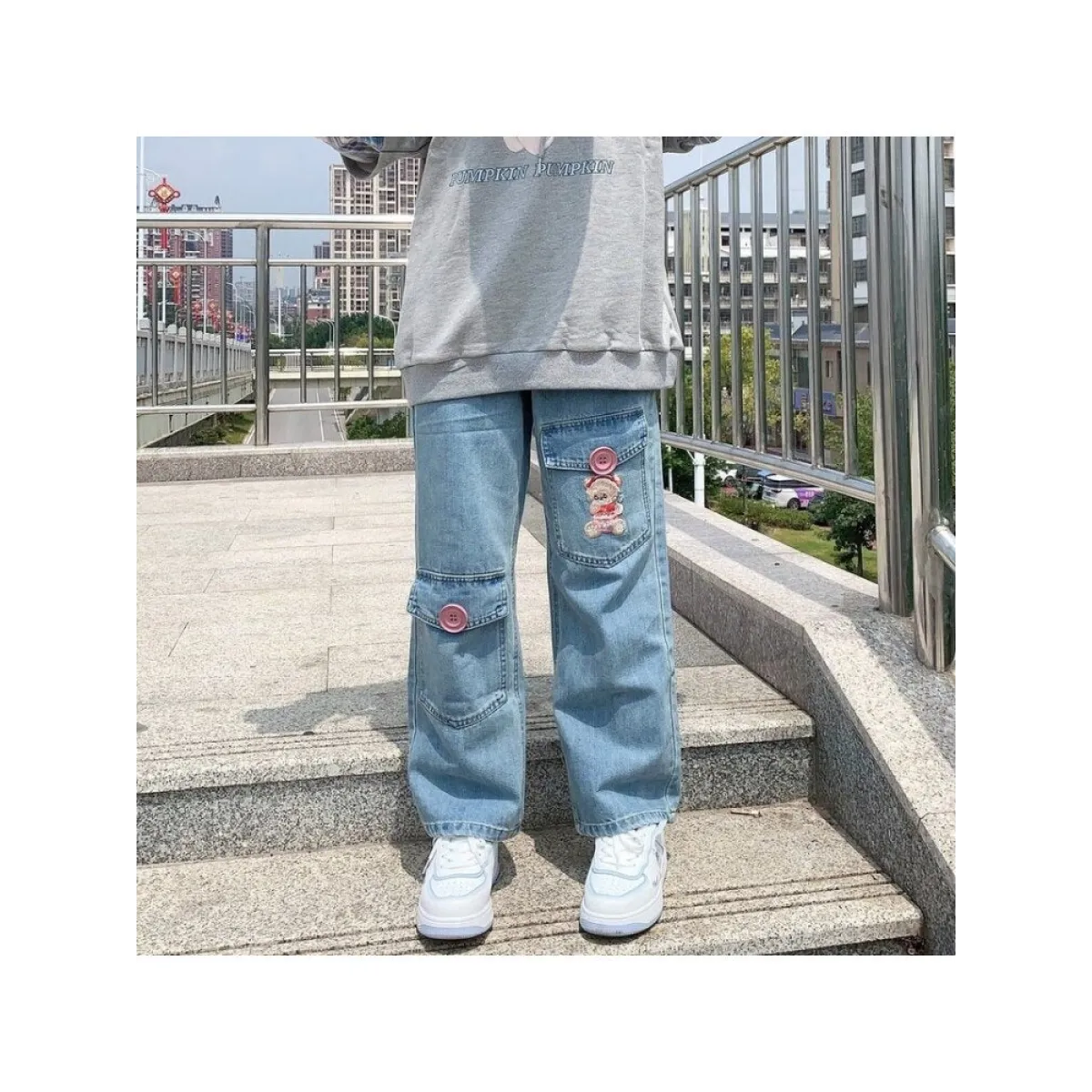 Japan Preppy Style Denim Trousers