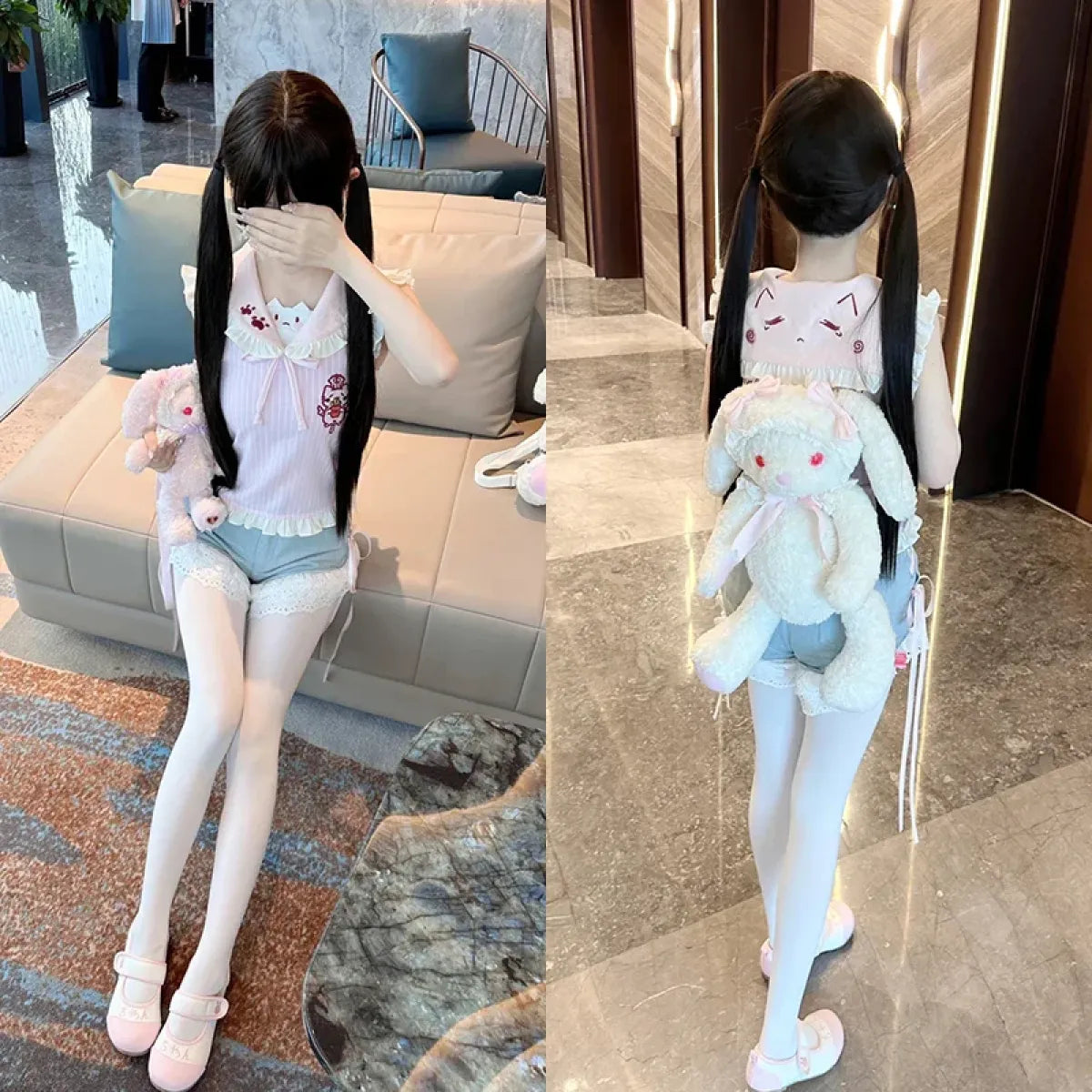 Kawaii Pink Sailor Collar Vest – Japanese Harajuku Y2K Cute Women's T-Shirt