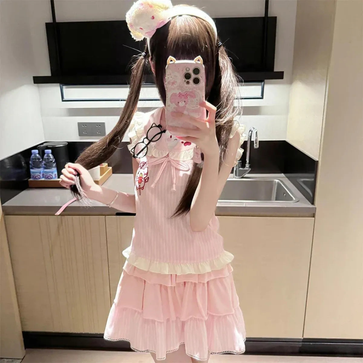 Kawaii Pink Sailor Collar Vest – Japanese Harajuku Y2K Cute Women's T-Shirt