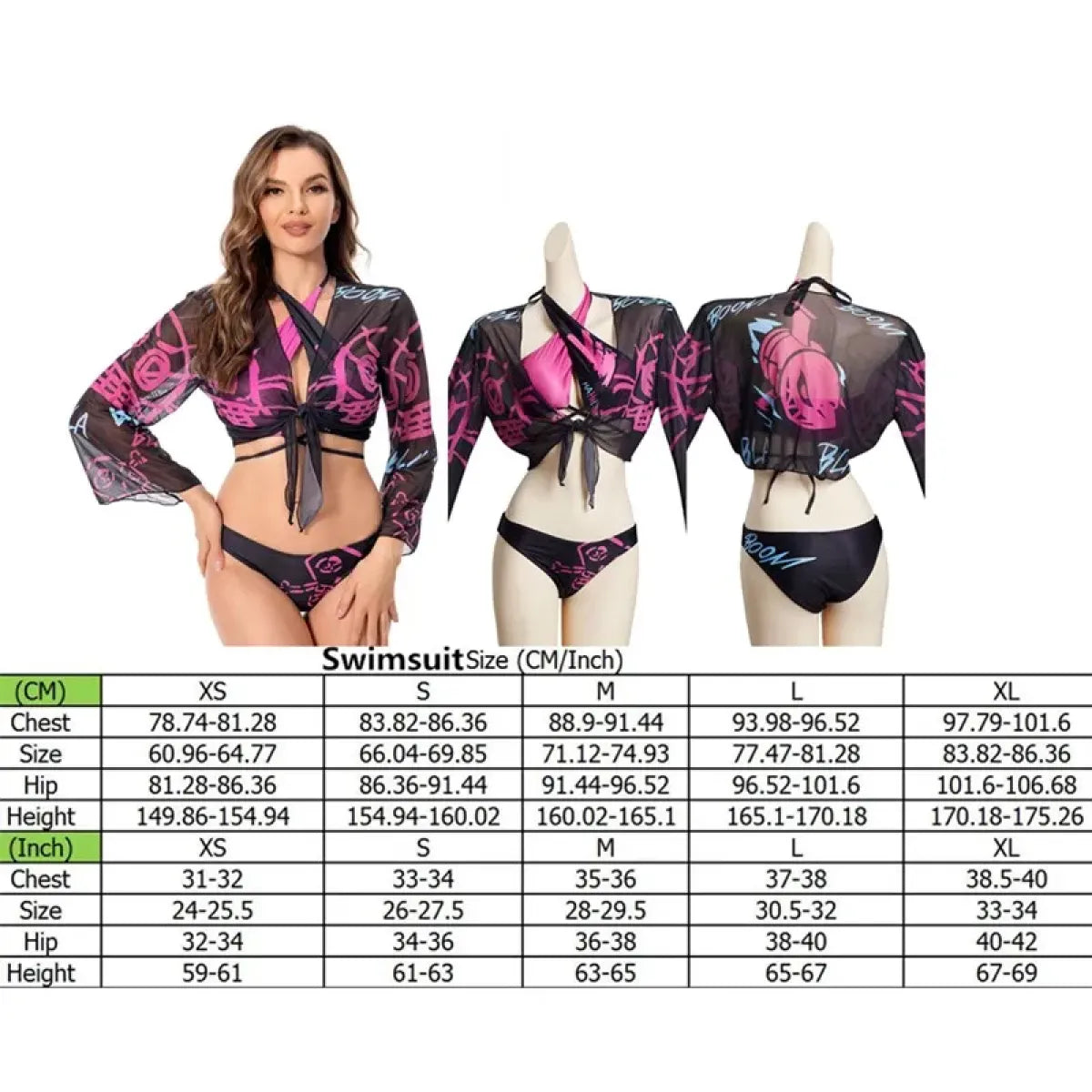 LoL Jinx Swimsuit Cosplay - Two-Piece Bikini for Summer & Halloween