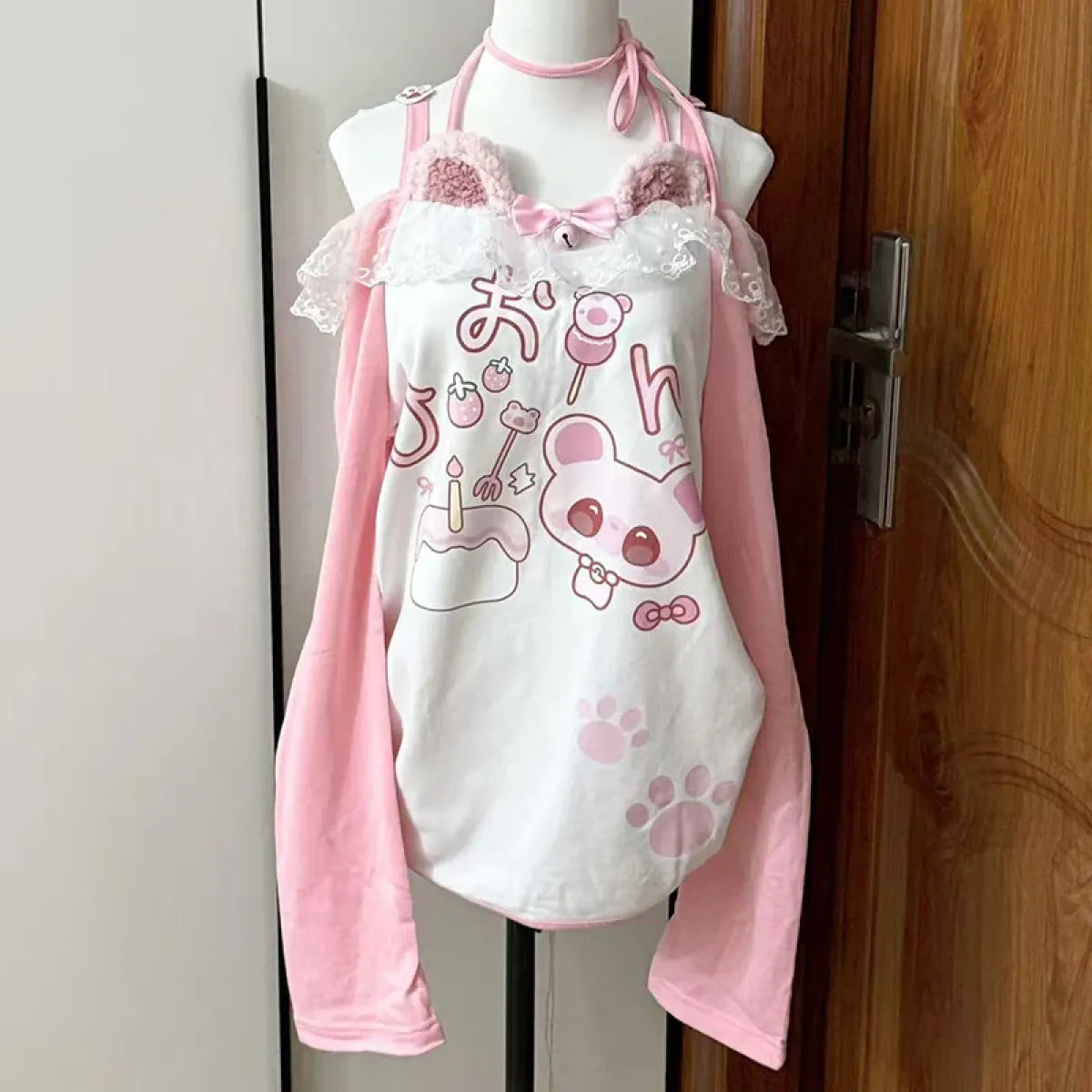 Kawaii Bear Print Top – Harajuku Pastel Yume Cute Aesthetic