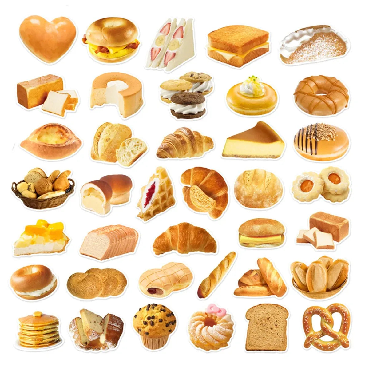 Kawaii Bread Food Stickers Pack - Cute Scrapbooking & Car Decals