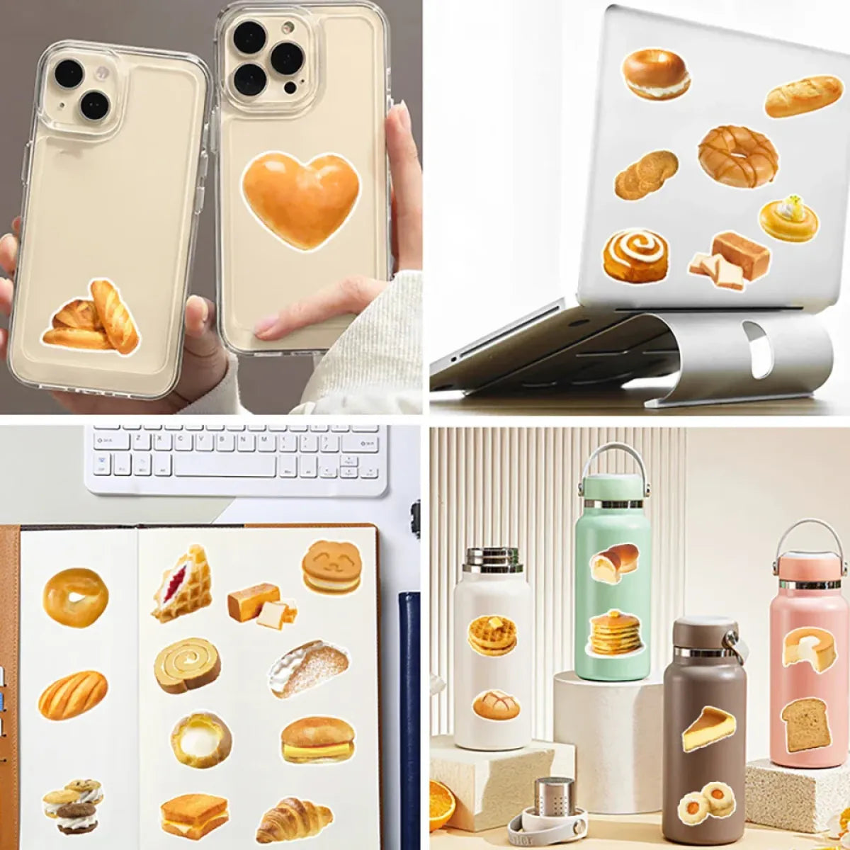 Kawaii Bread Food Stickers Pack - Cute Scrapbooking & Car Decals