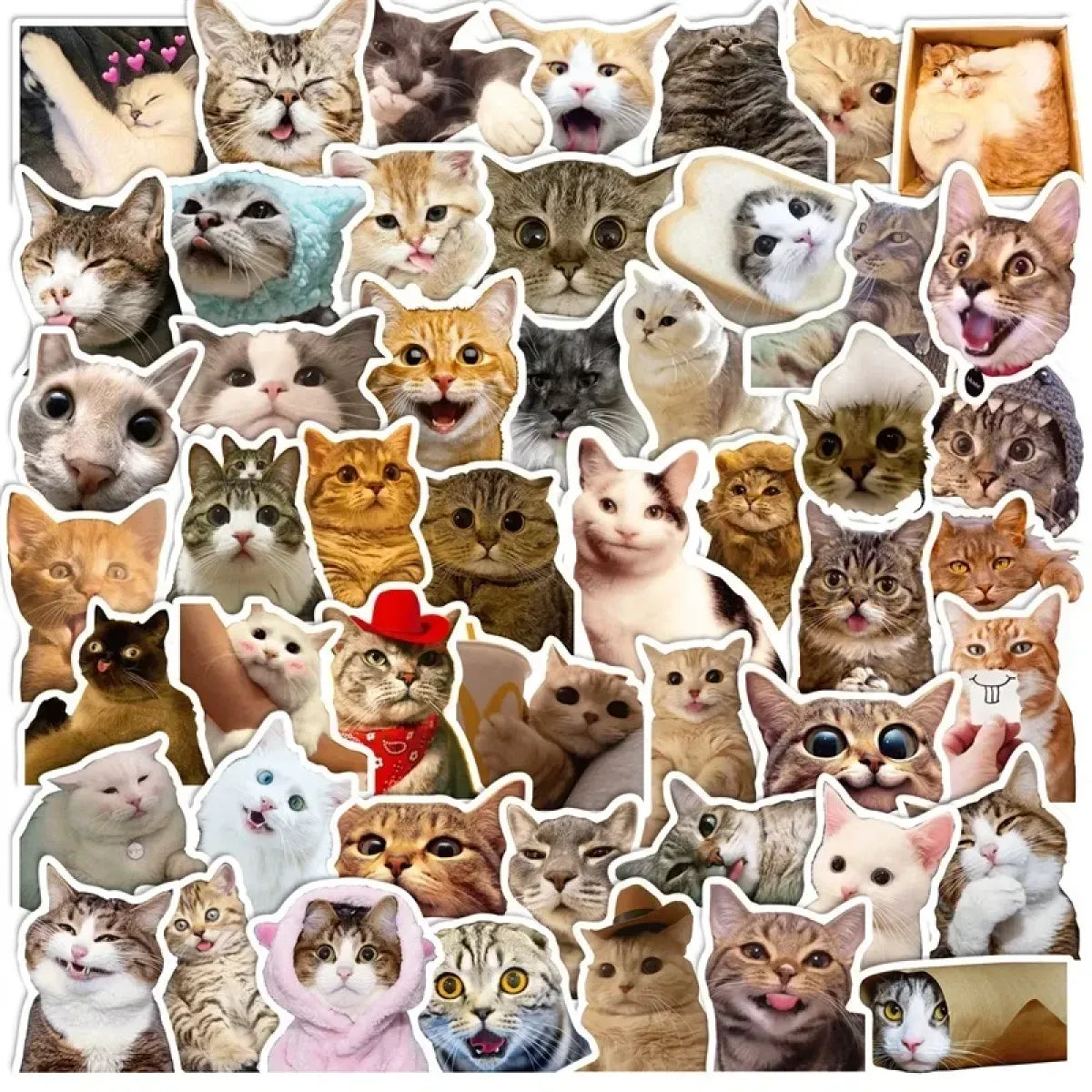 Kawaii Cat Mood Stickers - Aesthetic Decor for DIY & More