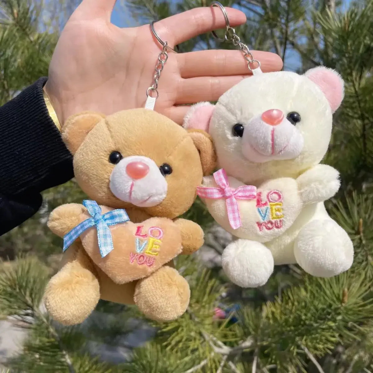Kawaii Mini Plush Teddy Bear Keychain – Soft 10CM Stuffed Toy