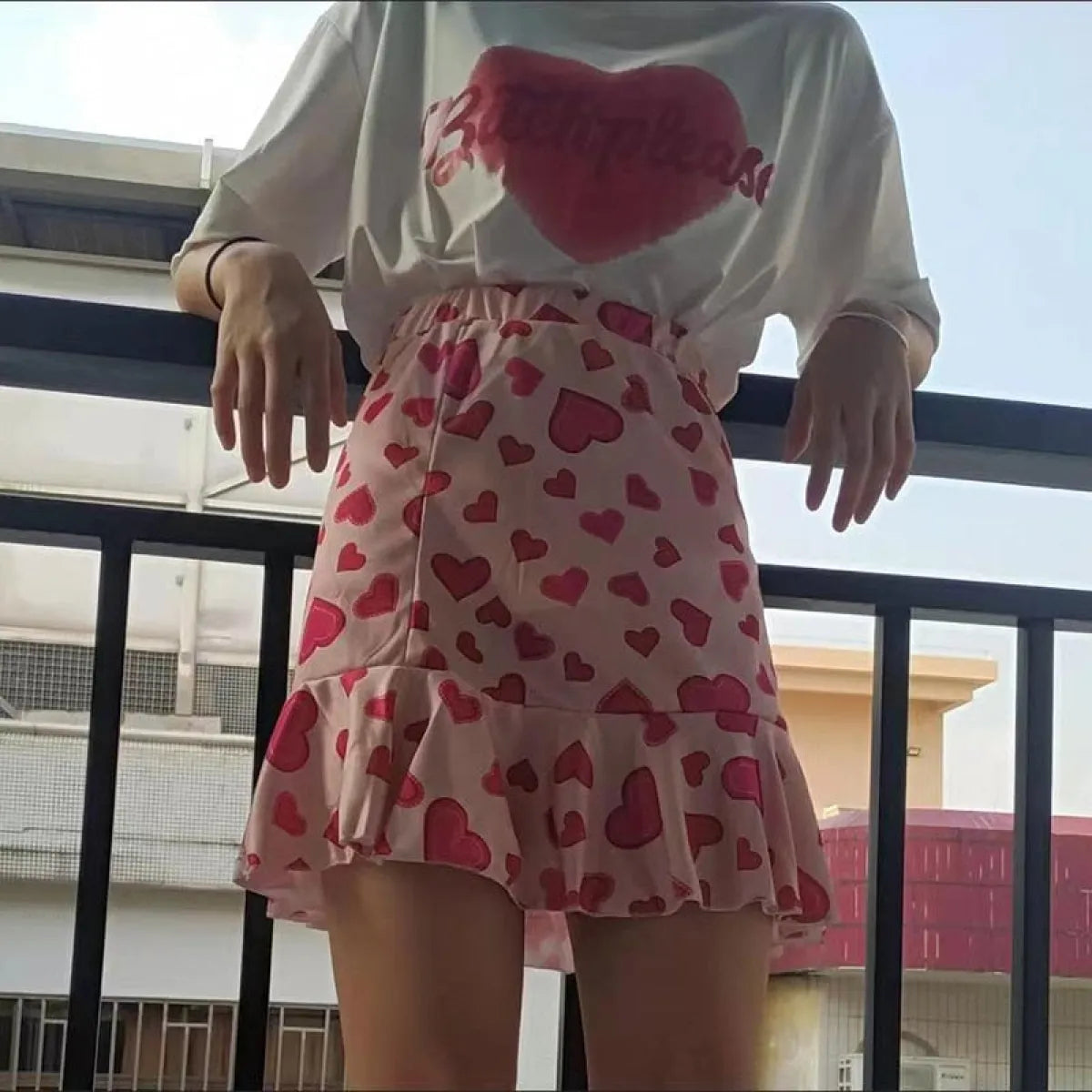 Kawaii Pink Heart Mermaid Skirt