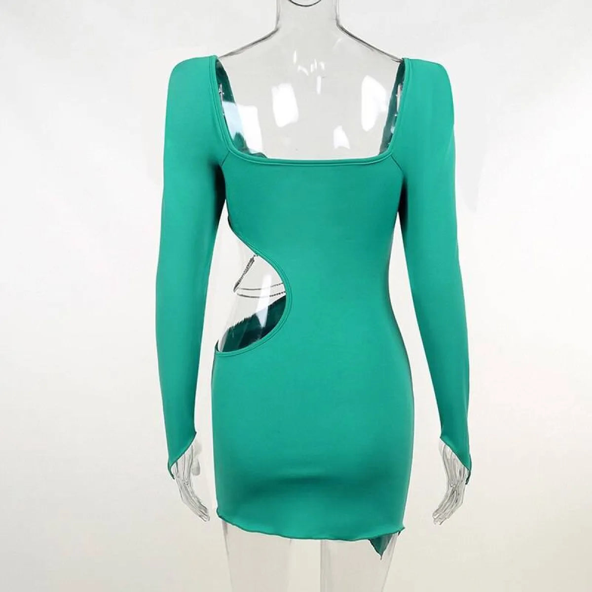 Hollow Out Full Sleeve Mini Dress