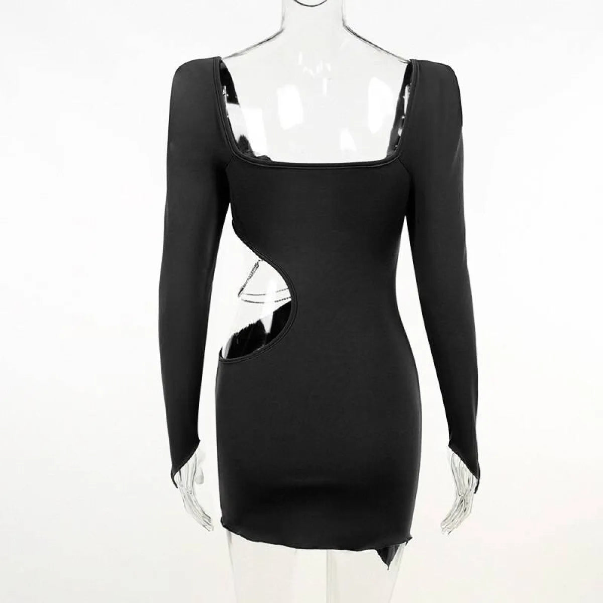 Hollow Out Full Sleeve Mini Dress