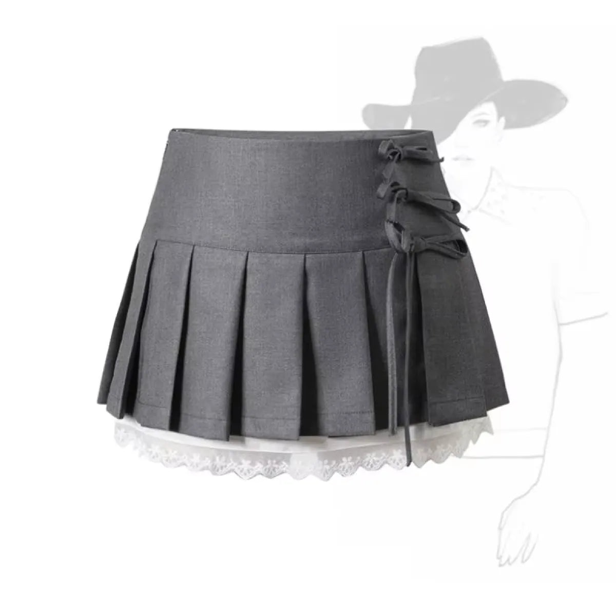 Pleated Lace Trim Mini Skirt – Kawaii Y2K Sweet Harajuku
