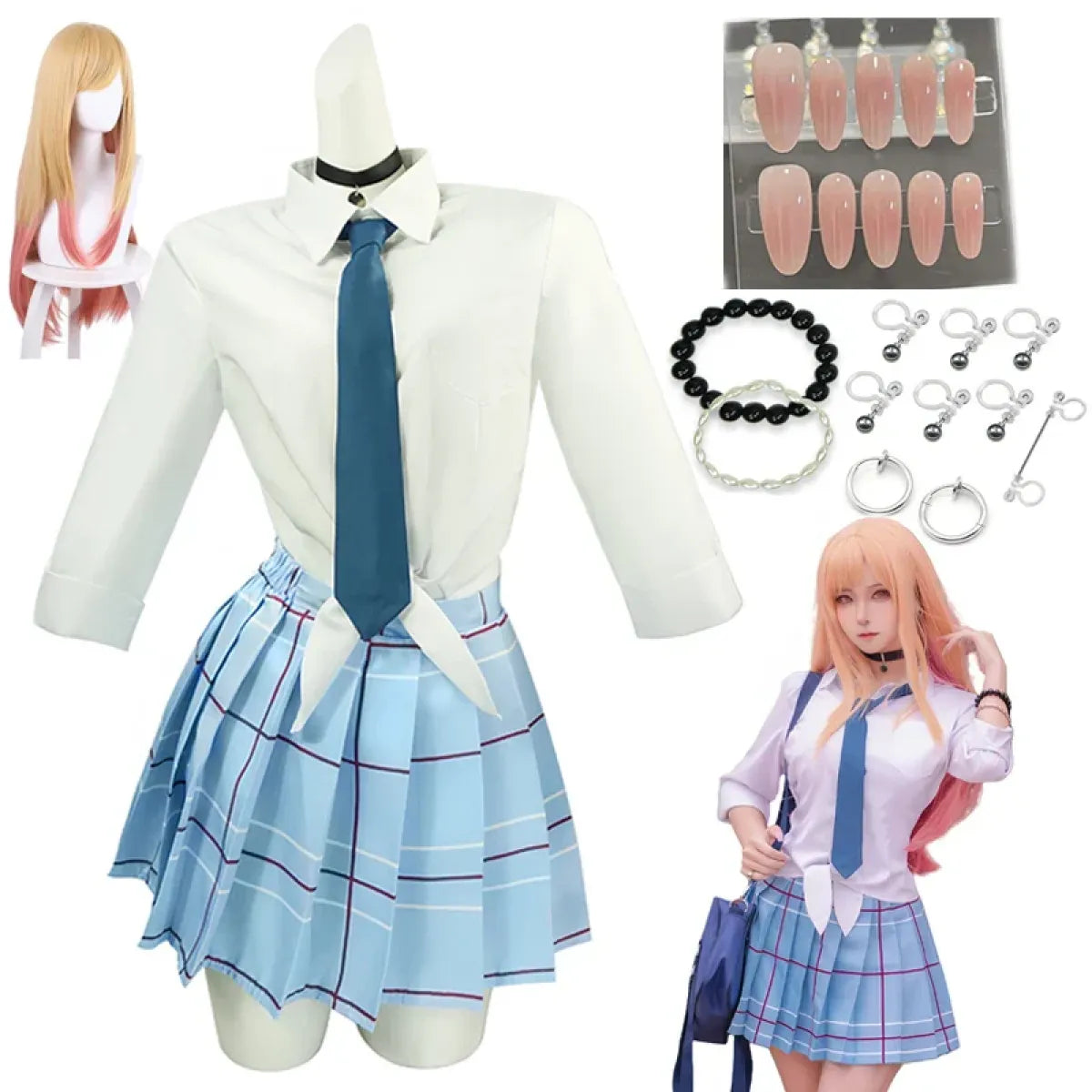 Kitagawa Marin School Uniform Cosplay – My Dress-Up Darling Set for Women