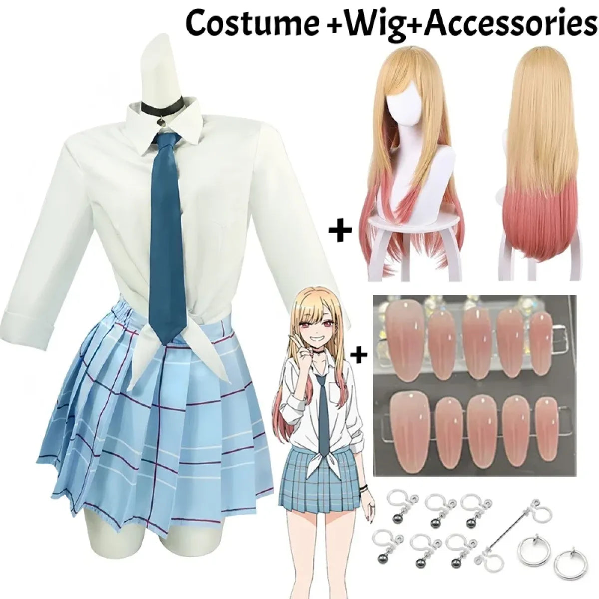 Kitagawa Marin School Uniform Cosplay – My Dress-Up Darling Set for Women