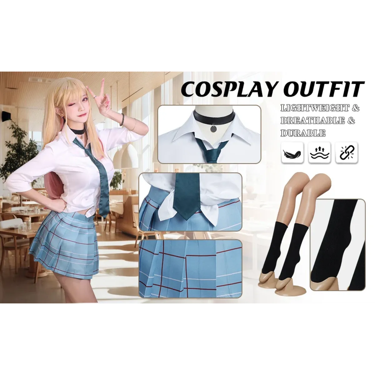 Kitagawa Marin School Uniform Cosplay – My Dress-Up Darling Set for Women
