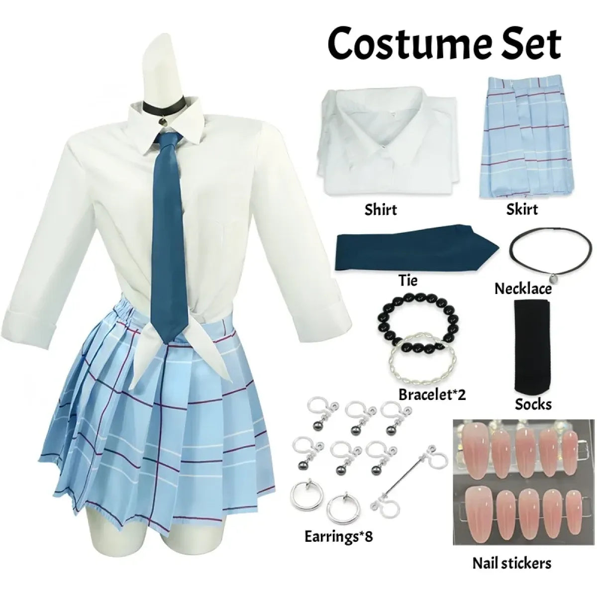 Kitagawa Marin School Uniform Cosplay – My Dress-Up Darling Set for Women