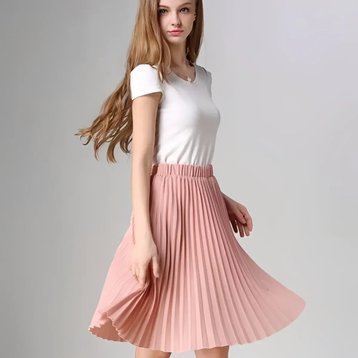 Knife-Pleated Chiffon Skirt