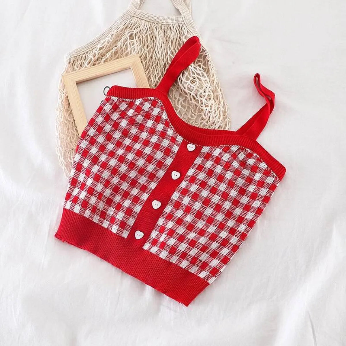 Knitted Plaid Crop Top