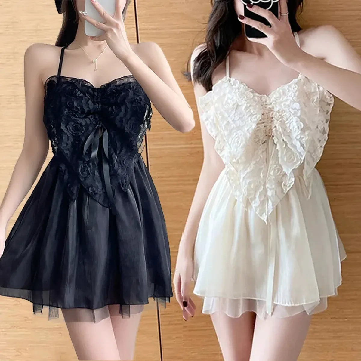 Ivory Lace One Piece Swimsuit – Korean Butterfly Mini Dress Style