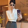 V-Neck Sleeveless Blouse – Korean Style Elegant Chic Office Wear