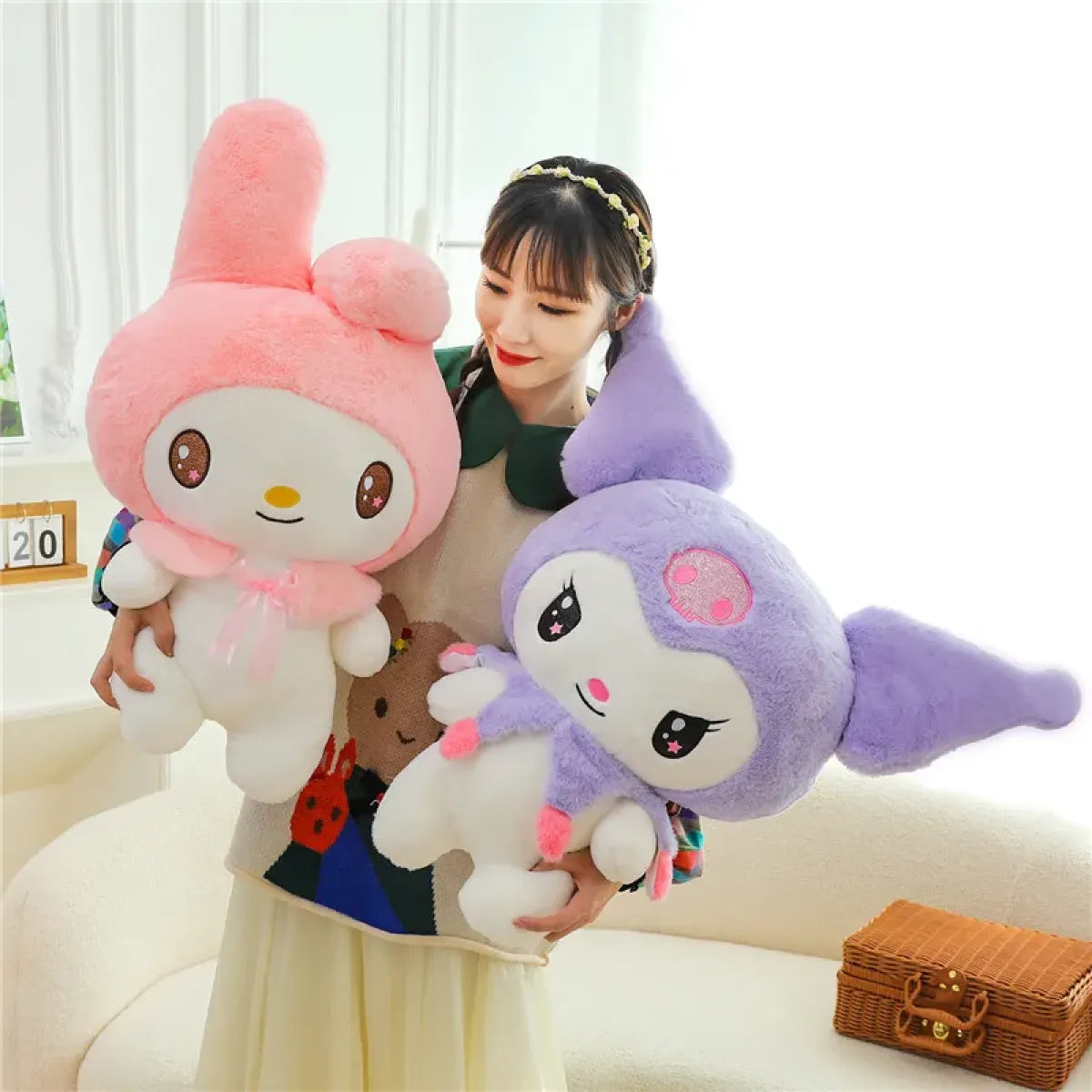 55cm Kawaii My Melody & Kuromi Plush Dolls – Sanrio Stuffed Toy Gift