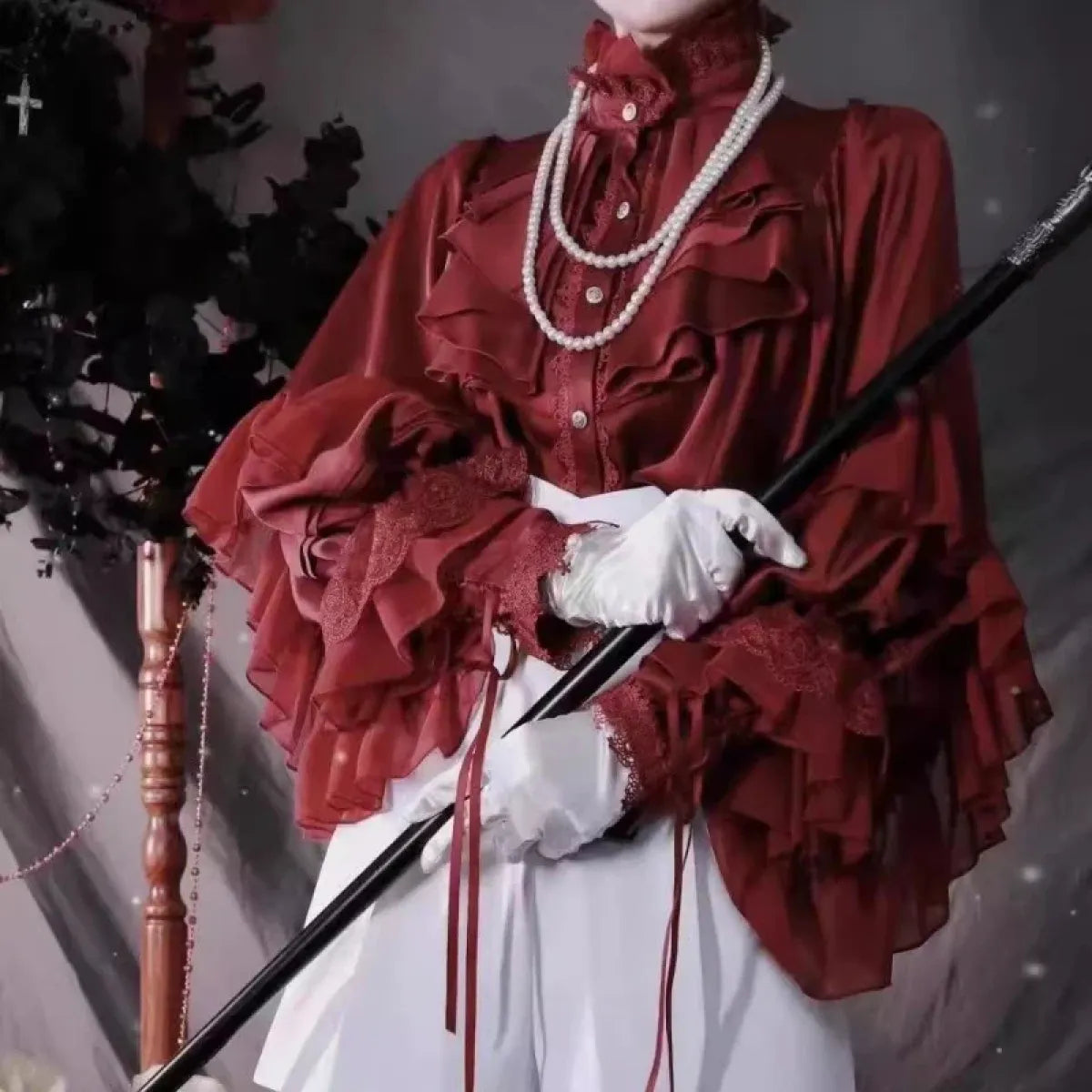 Kawaii Lace Lantern Sleeve Blouse