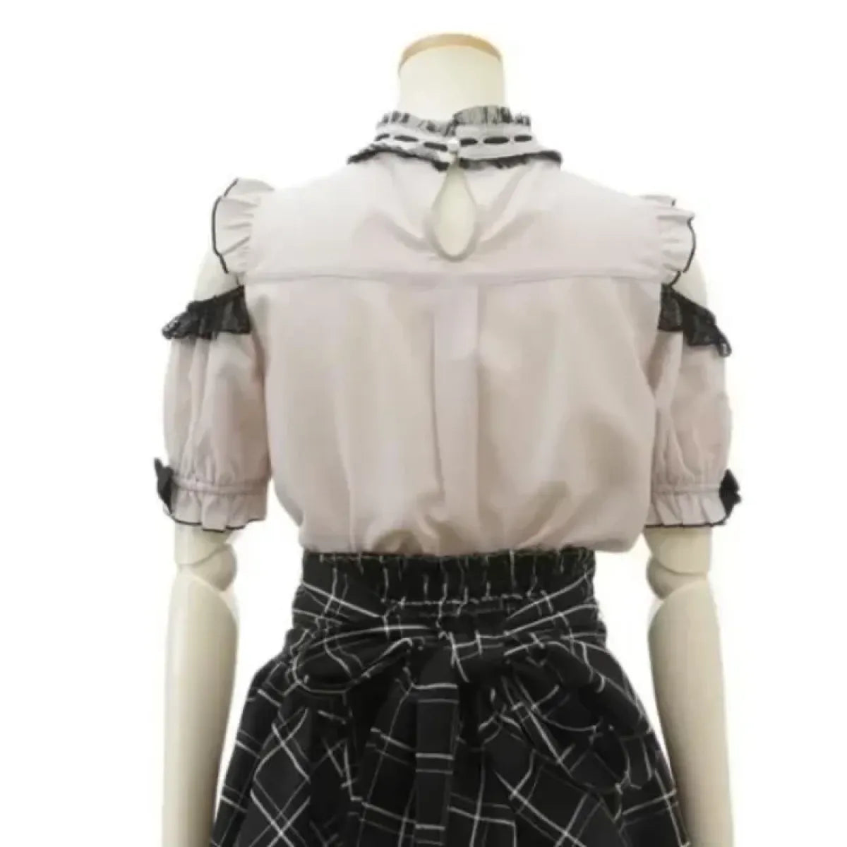 Kawaii Lace Patchwork Blouse – Y2K Off Shoulder Bow JK Shirt