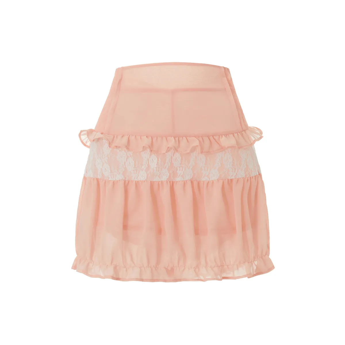 High-Waist Lace Ruffle Mini Skirt - Summer A-Line Patchwork