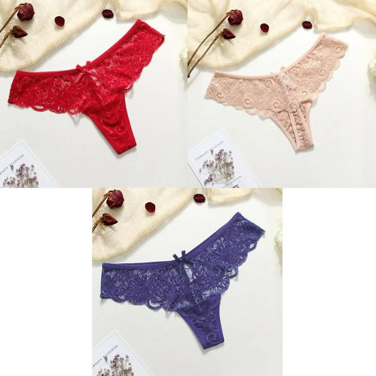 Lace Thongs - 3 Piece