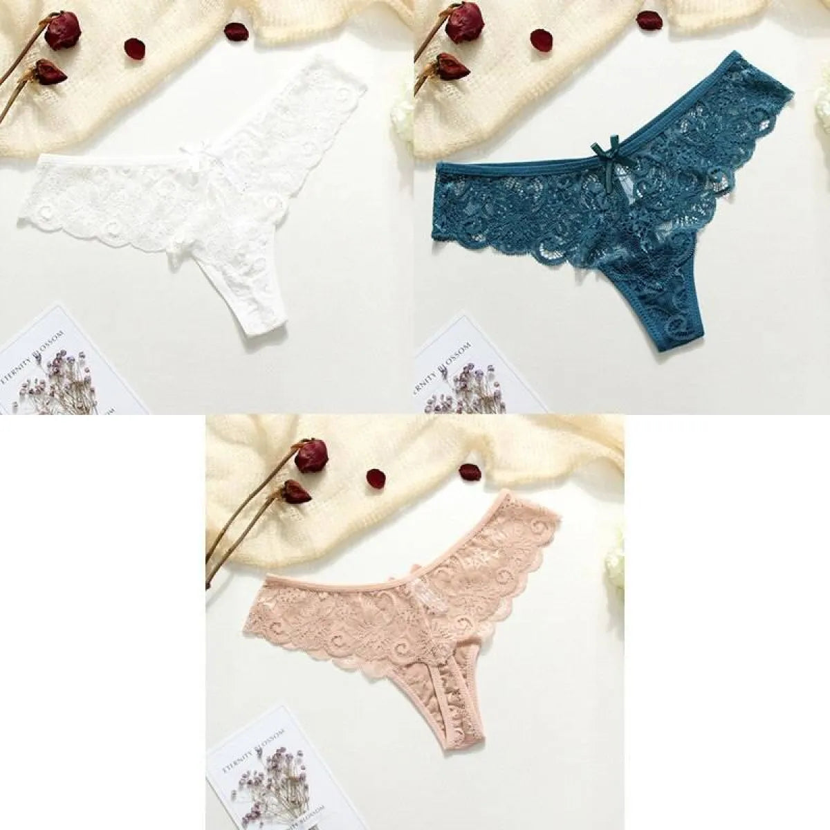 Lace Thongs - 3 Piece