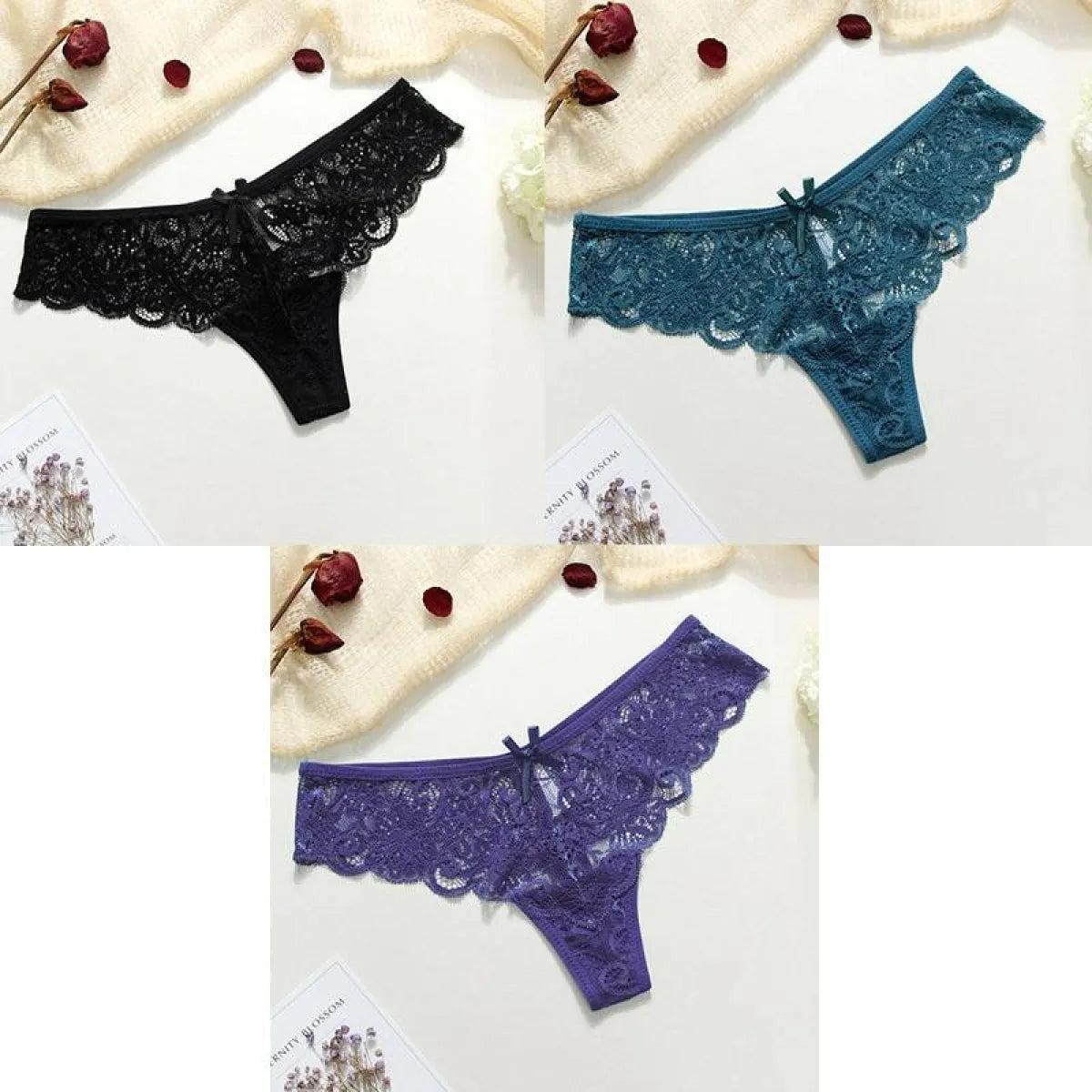 Lace Thongs - 3 Piece