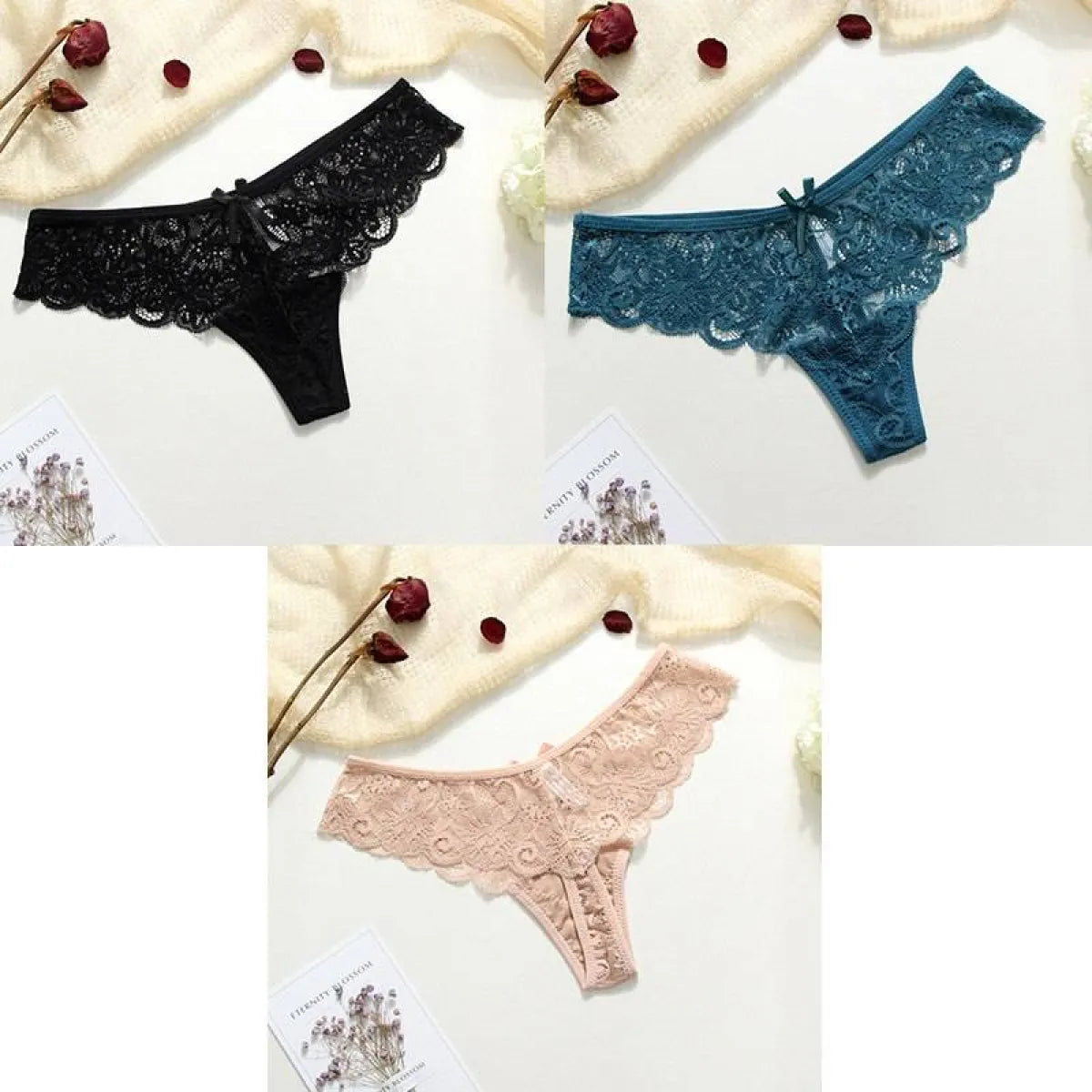 Lace Thongs - 3 Piece