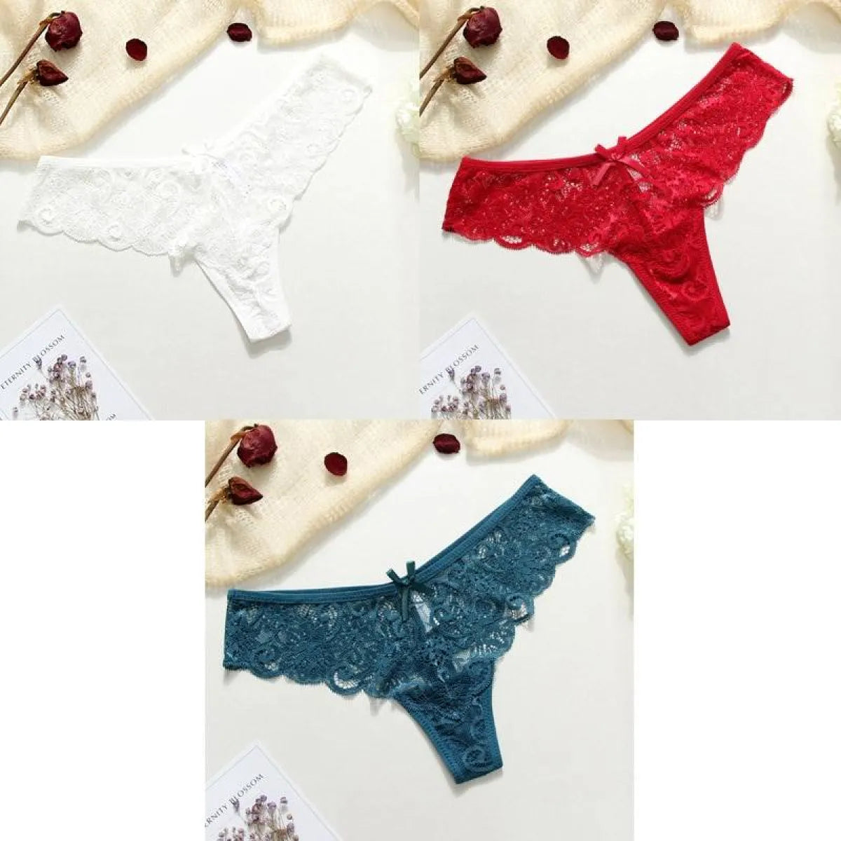 Lace Thongs - 3 Piece