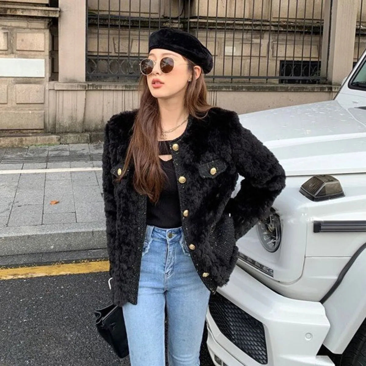 Korean Fashion Lamb Wool Coats