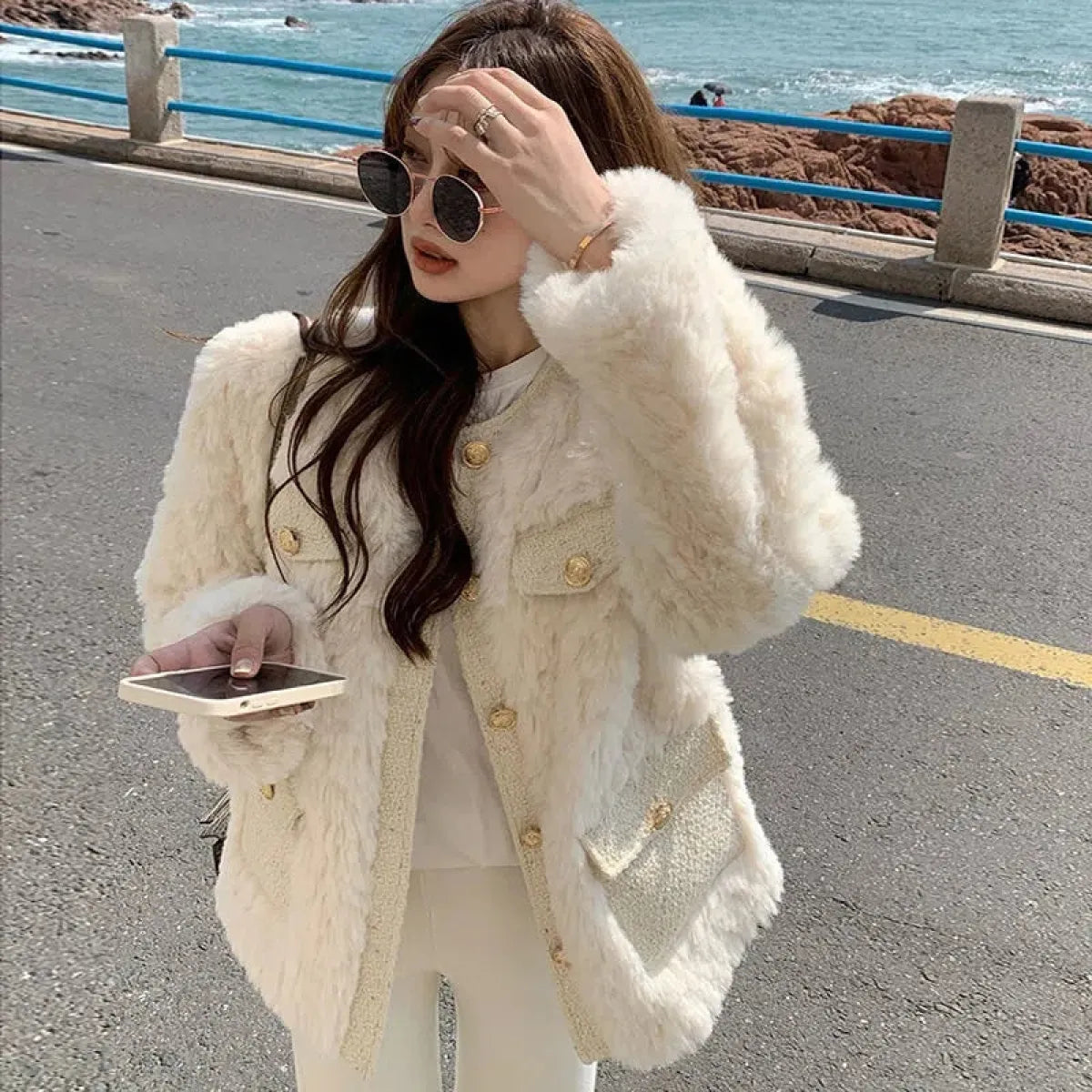 Korean Fashion Lamb Wool Coats