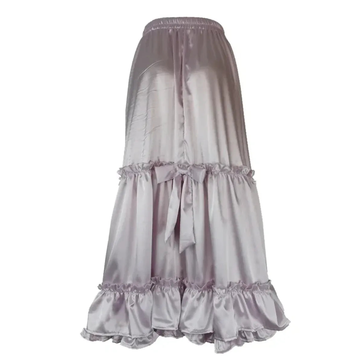 Lavender Satin Tiered Lolita Skirt – Ruffled Elegant Goth