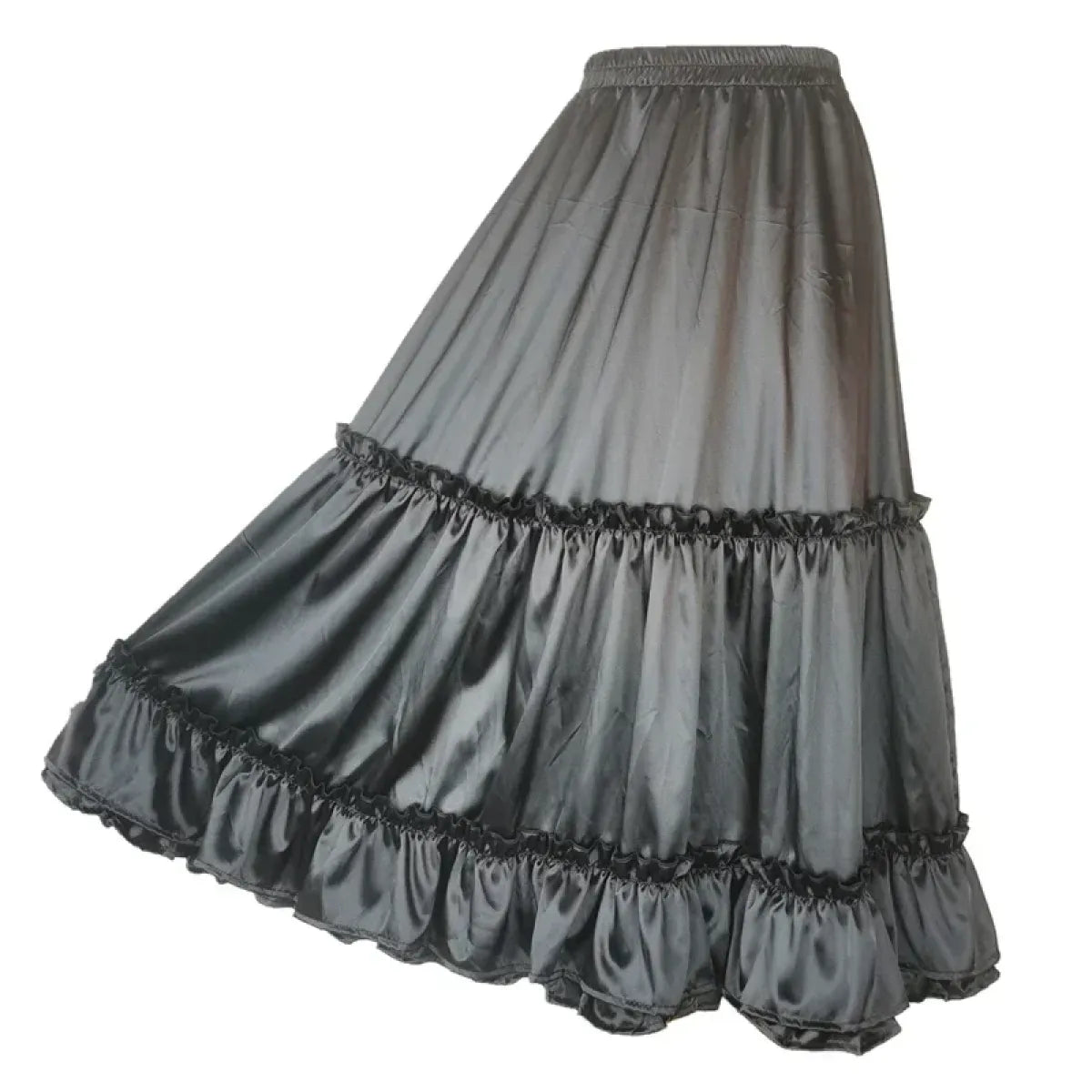 Lavender Satin Tiered Lolita Skirt – Ruffled Elegant Goth