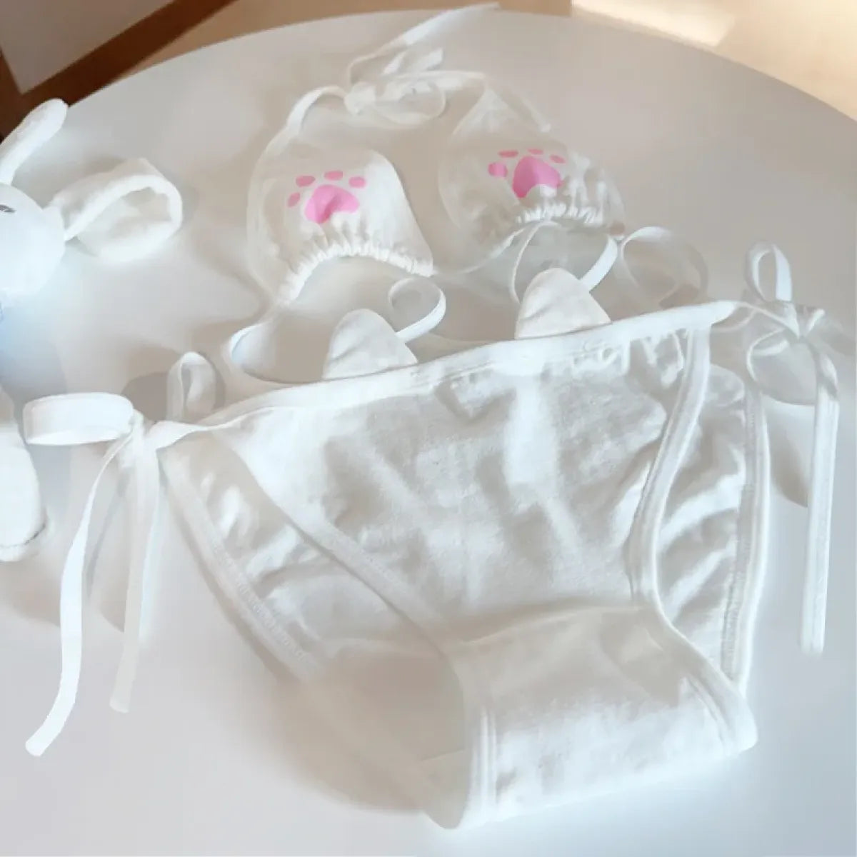 Lolita Lace Bow Panties – Sheer Mesh Ruffle Mid Waist Briefs