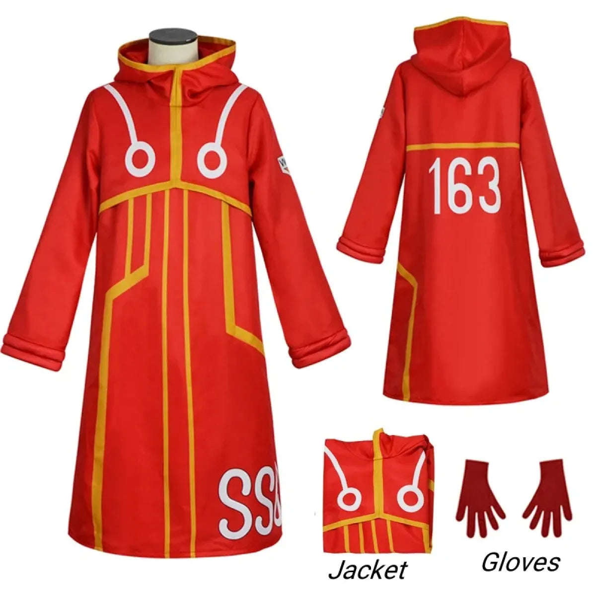 Luffy Egghead Island Cosplay – One Piece 163 Red Robe & Straw Hat Set