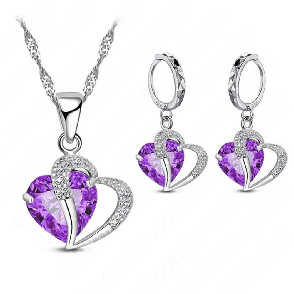 Luxury Women 925 Sterling Silver Cubic Zircon Necklace Pendant Earrings Sets Cartilage Piercing
