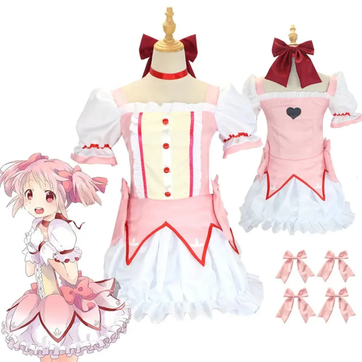 Madoka Kaname Cosplay Costume – Puella Magi Dress with Wig